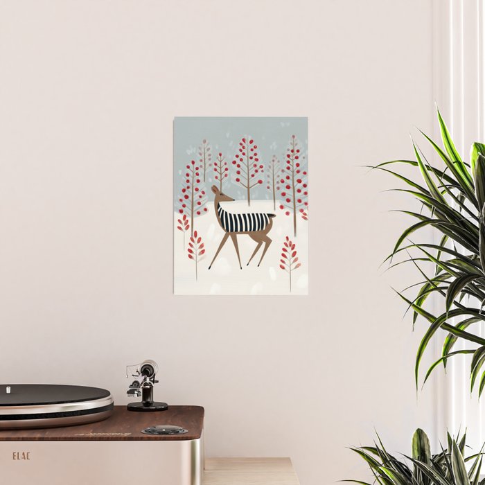 Deer In the Snowy Forest Poster Gallery Image 2