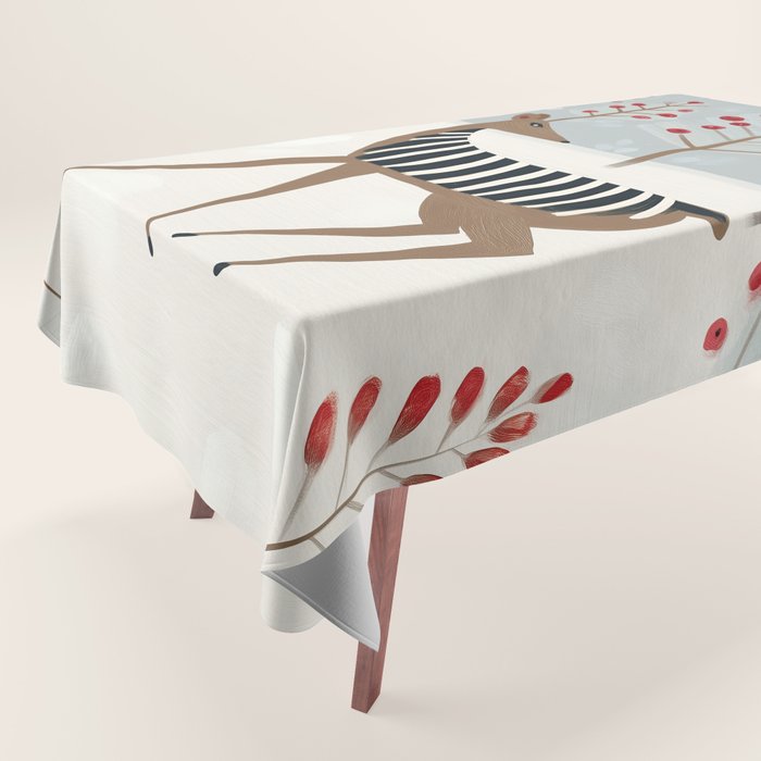 Deer In the Snowy Forest Tablecloth Gallery Image 1