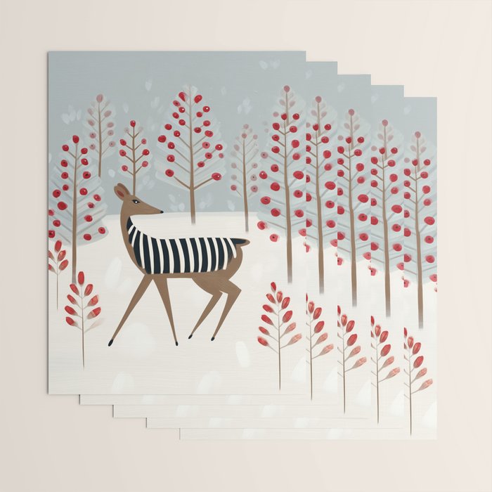 Deer In the Snowy Forest Wrapping Paper Gallery Image 3