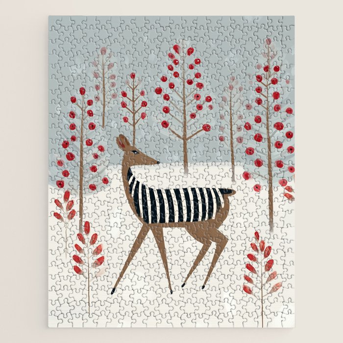 Deer In the Snowy Forest Jigsaw Puzzle Gallery Image 1