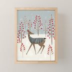 Deer In the Snowy Forest Mini Art Print Gallery Image 1