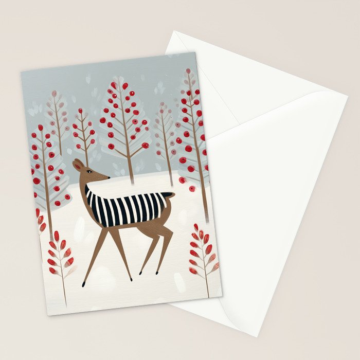 Deer In the Snowy Forest Stationery Card Gallery Image 2