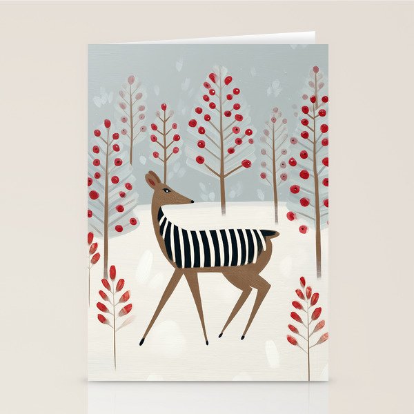 Deer In the Snowy Forest Stationery Card Gallery Image 2