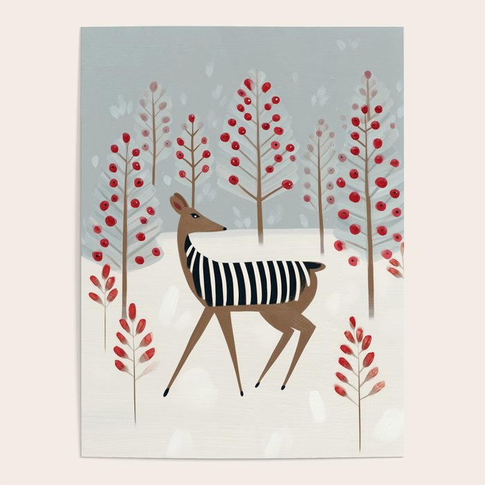 Deer In the Snowy Forest Poster Gallery Image 4
