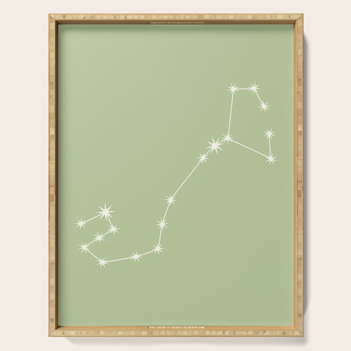 Scorpio Zodiac Star Constellation Line Art Soft Green Serving Tray Gallery Image 1