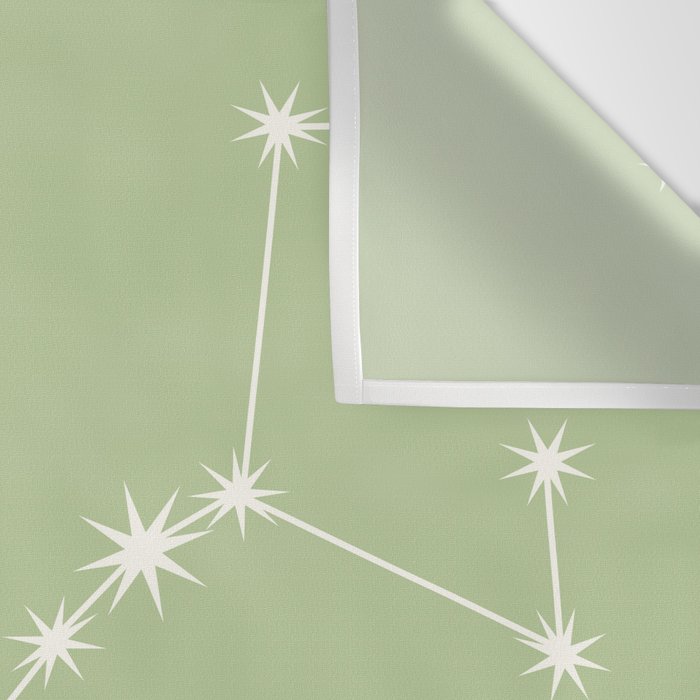 Scorpio Zodiac Star Constellation Line Art Soft Green Wall Tapestry Gallery Image 3