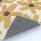 Daisy Time Retro Floral Pattern in Muted Mustard Gold, Charcoal Grey, and Cream Rug Gallery Image 4