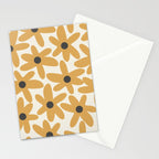 Daisy Time Retro Floral Pattern in Muted Mustard Gold, Charcoal Grey, and Cream Stationery Card Gallery Image 2
