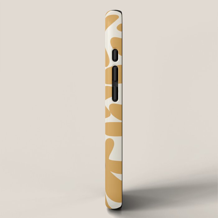 Daisy Time Retro Floral Pattern in Muted Mustard Gold, Charcoal Grey, and Cream iPhone Case Gallery Image 2