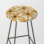Daisy Time Retro Floral Pattern in Muted Mustard Gold, Charcoal Grey, and Cream Stool Gallery Image 2
