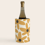 Daisy Time Retro Floral Pattern in Muted Mustard Gold, Charcoal Grey, and Cream Wine Chiller Gallery Image 1
