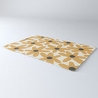 Daisy Time Retro Floral Pattern in Muted Mustard Gold, Charcoal Grey, and Cream Rug Gallery Image 3