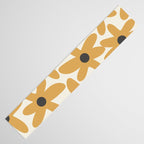 Daisy Time Retro Floral Pattern in Muted Mustard Gold, Charcoal Grey, and Cream Table Runner Gallery Image 3