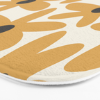 Daisy Time Retro Floral Pattern in Muted Mustard Gold, Charcoal Grey, and Cream Bath Mat Gallery Image 3