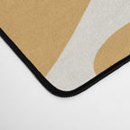 Daisy Time Retro Floral Pattern in Muted Mustard Gold, Charcoal Grey, and Cream Desk Mat Gallery Image 4
