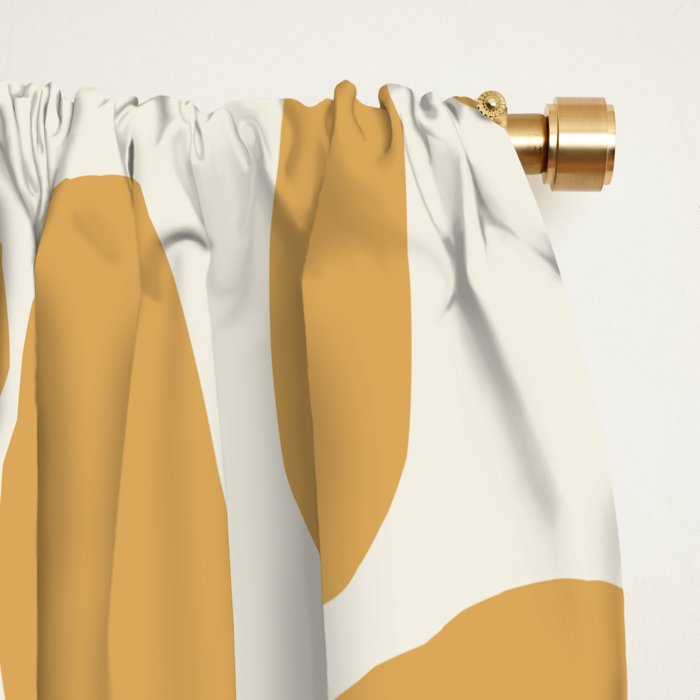 Daisy Time Retro Floral Pattern in Muted Mustard Gold, Charcoal Grey, and Cream Window Curtain Gallery Image 2