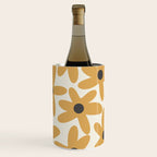 Daisy Time Retro Floral Pattern in Muted Mustard Gold, Charcoal Grey, and Cream Wine Chiller Gallery Image 2