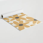 Daisy Time Retro Floral Pattern in Muted Mustard Gold, Charcoal Grey, and Cream Yoga Mat Gallery Image 2