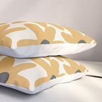Daisy Time Retro Floral Pattern in Muted Mustard Gold, Charcoal Grey, and Cream Pillow Sham Gallery Image 3