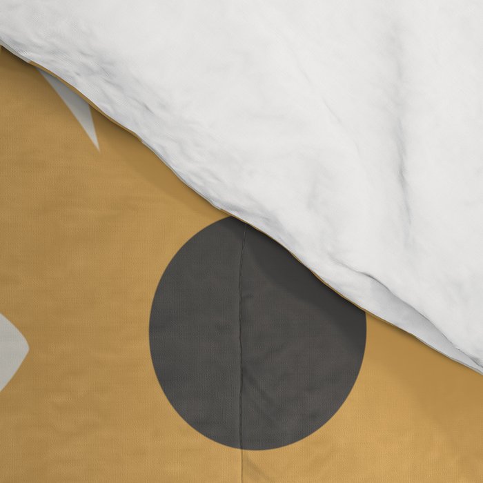 Daisy Time Retro Floral Pattern in Muted Mustard Gold, Charcoal Grey, and Cream Comforter Gallery Image 4