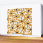 Daisy Time Retro Floral Pattern in Muted Mustard Gold, Charcoal Grey, and Cream Wall Mural Gallery Image 2