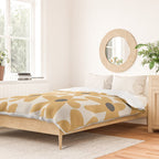 Daisy Time Retro Floral Pattern in Muted Mustard Gold, Charcoal Grey, and Cream Duvet Cover Gallery Image 2