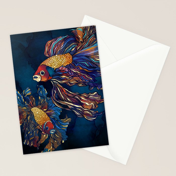 Metallic Betta Fish Stationery Card Gallery Image 2