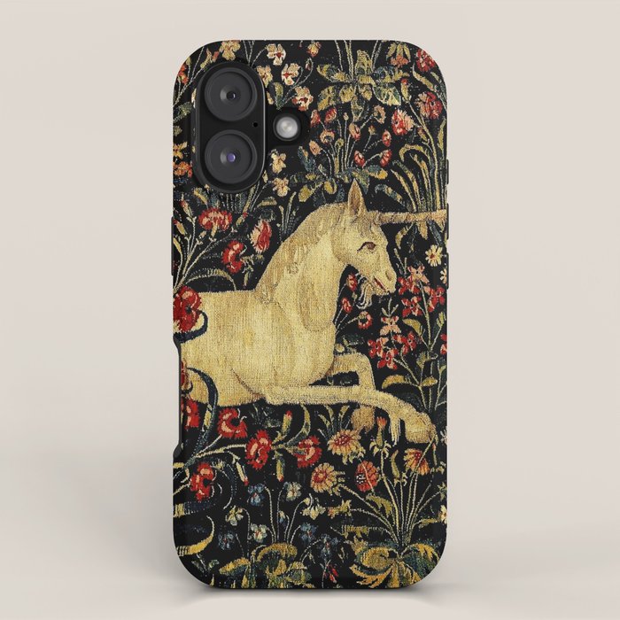 Medieval Unicorn Midnight Floral Garden iPhone Case Gallery Image 1