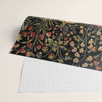 Medieval Unicorn Midnight Floral Garden Wrapping Paper Gallery Image 2