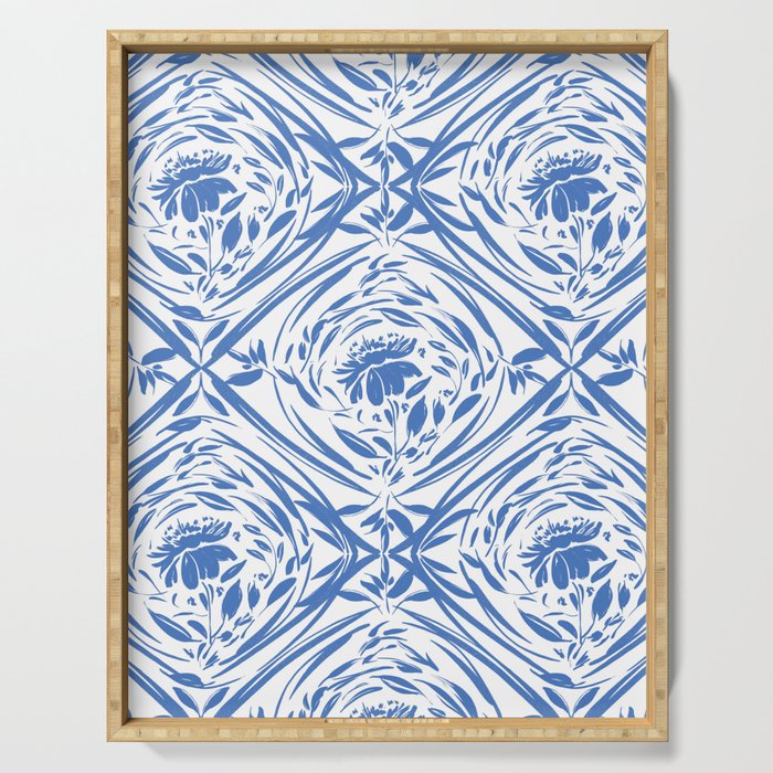 Floral pleasure pattern BW Serving Tray Gallery Image 1