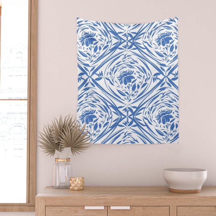 Floral pleasure pattern BW Wall Tapestry Gallery Image 2