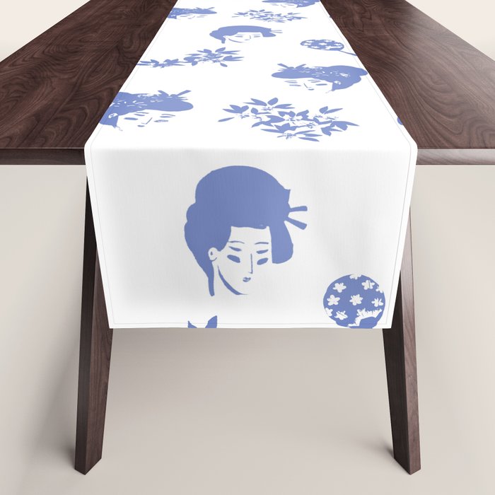 Light blue japanese pattern Table Runner Gallery Image 1