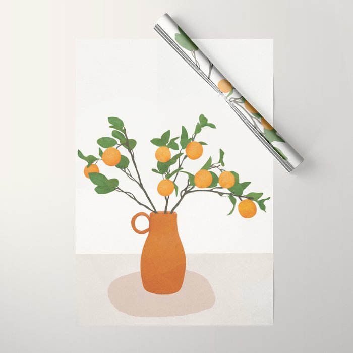 Orange Branches Wrapping Paper Gallery Image 1