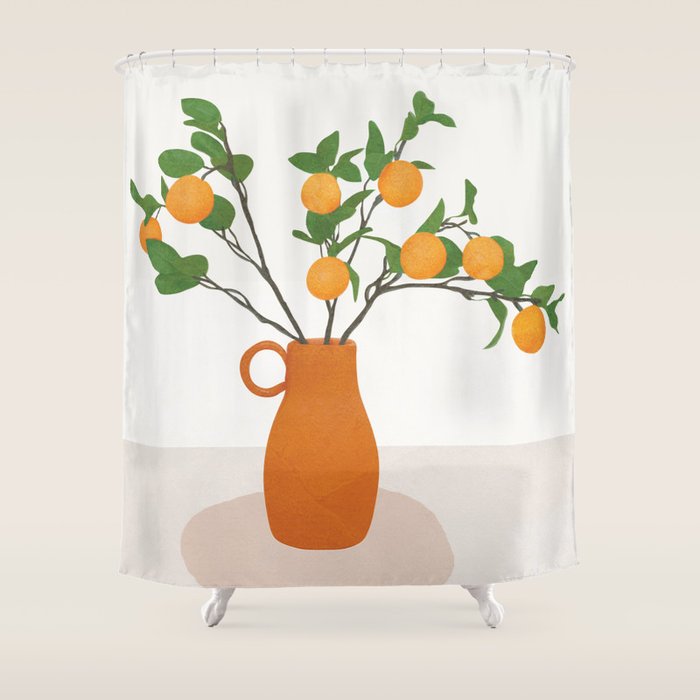 Orange Branches Shower Curtain Gallery Image 1