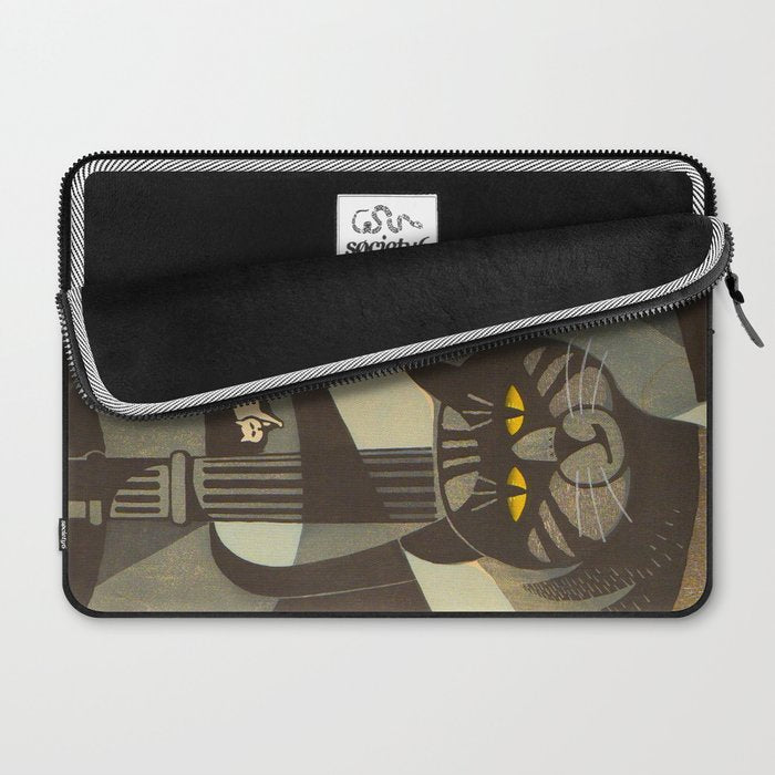 Inagaki Tomoo Vintage Japanese Woodblock print mid century Modern Cubism Art Cats Feline Laptop Sleeve Gallery Image 2