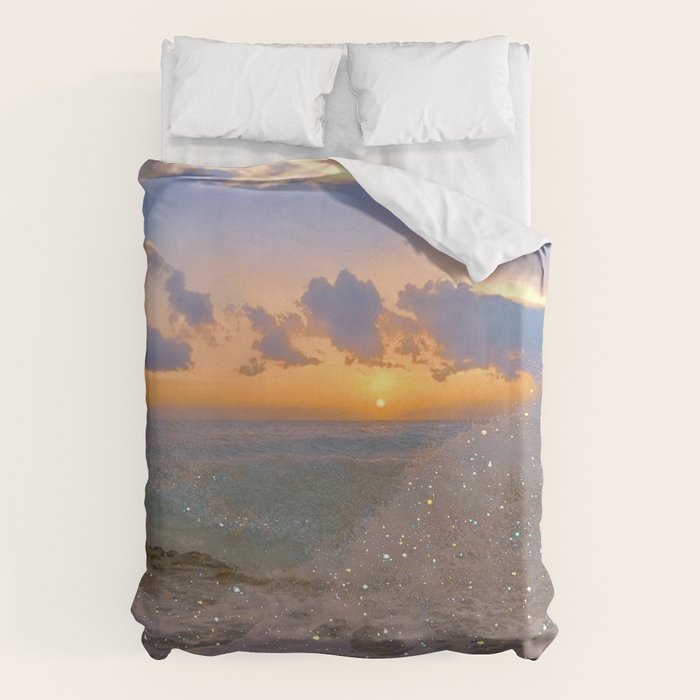 THE STORM | sea | ocean | waves | sky |  seascape | blue | summer | glitter | sparkle | nature Duvet Cover Gallery Image 1