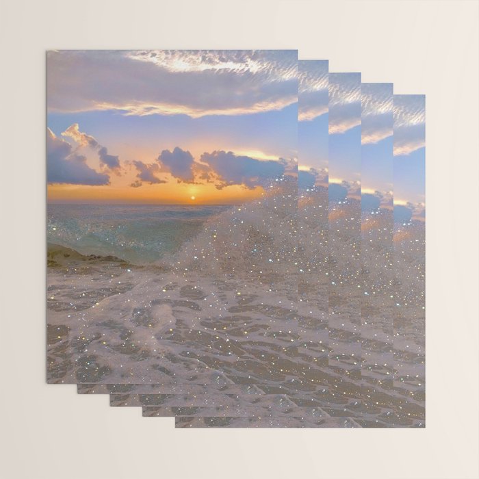 THE STORM | sea | ocean | waves | sky |  seascape | blue | summer | glitter | sparkle | nature Wrapping Paper Gallery Image 3