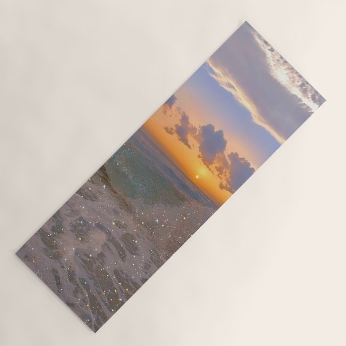 THE STORM | sea | ocean | waves | sky |  seascape | blue | summer | glitter | sparkle | nature Yoga Mat Gallery Image 1