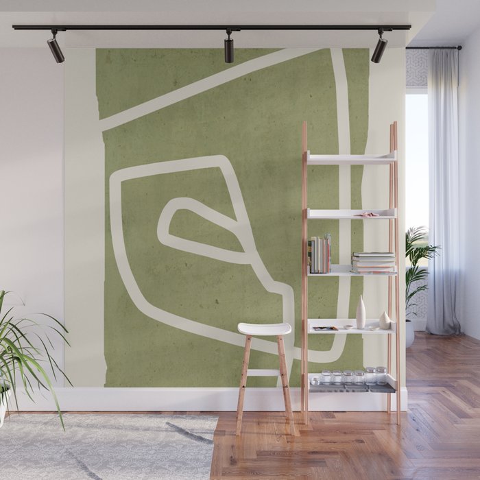 abstract minimal 57 Green Wall Mural Gallery Image 1