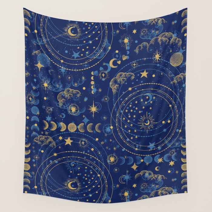 Pattern mystic celestial dark A Wall Tapestry Gallery Image 1