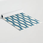 Mid Century Modern Fish Pattern in Teal Blue and Cream Yoga Mat Gallery Image 2