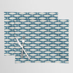 Mid Century Modern Fish Pattern in Teal Blue and Cream Placemat Gallery Image 1