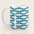 Mid Century Modern Fish Pattern in Teal Blue and Cream Coffee Mug Gallery Image 3