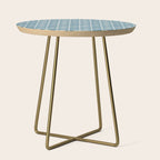 Mid Century Modern Fish Pattern in Teal Blue and Cream Side Table Gallery Image 1