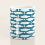 Mid Century Modern Fish Pattern in Teal Blue and Cream Coffee Mug Gallery Image 4