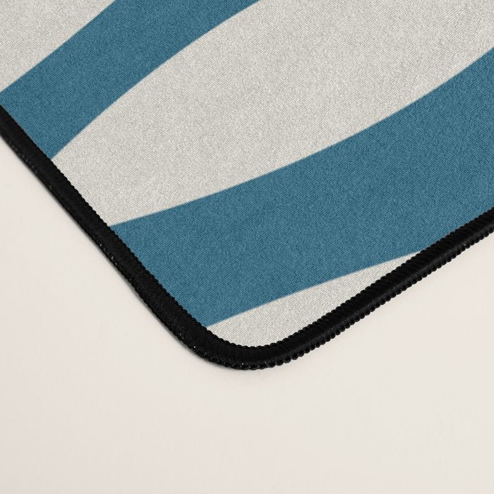 Mid Century Modern Fish Pattern in Teal Blue and Cream Desk Mat Gallery Image 4
