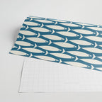 Mid Century Modern Fish Pattern in Teal Blue and Cream Wrapping Paper Gallery Image 2