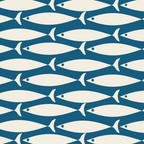 Mid Century Modern Fish Pattern in Teal Blue and Cream Coffee Mug Gallery Image 2