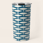 Mid Century Modern Fish Pattern in Teal Blue and Cream Travel Mug Gallery Image 1