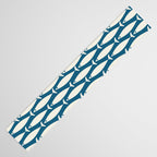 Mid Century Modern Fish Pattern in Teal Blue and Cream Table Runner Gallery Image 3
